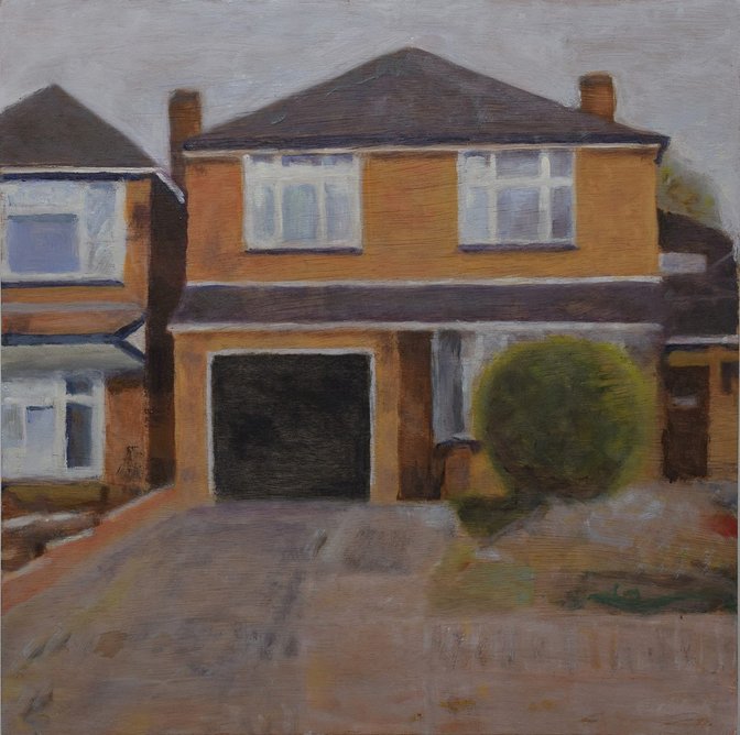A Place to Live 63 by Trevor Burgess, 2018, from the Where We Live exhibition at Millennium Gallery, Sheffield. Created in oil on plywood, the painting is part of a series addressing notions of home and the commodification of the London property market