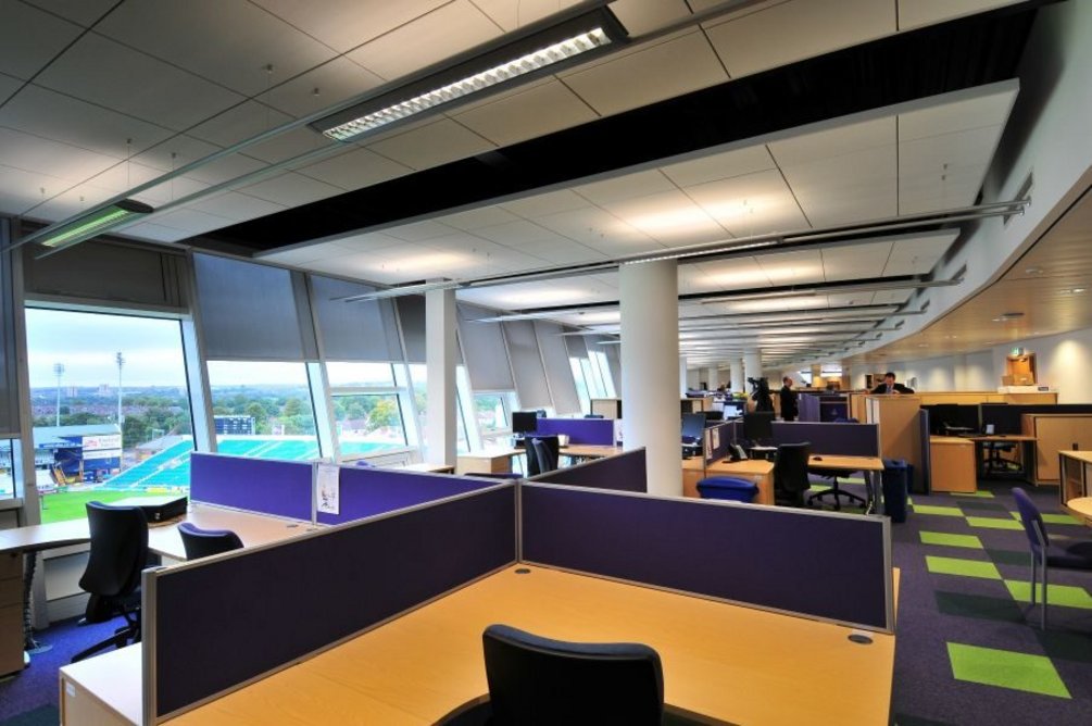 Zentia ceiling solutions at the Yorkshire County Cricket Club's Carnegie Pavilion in Headingley.