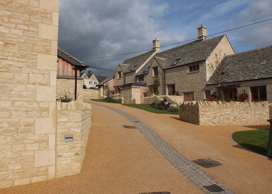One of the two short terraces which have fitted six new homes onto this old builders’ yard. MacEwen Award shortlisted Sly’s Close, Northleach, Gloucestershire. Mungo Park Architects