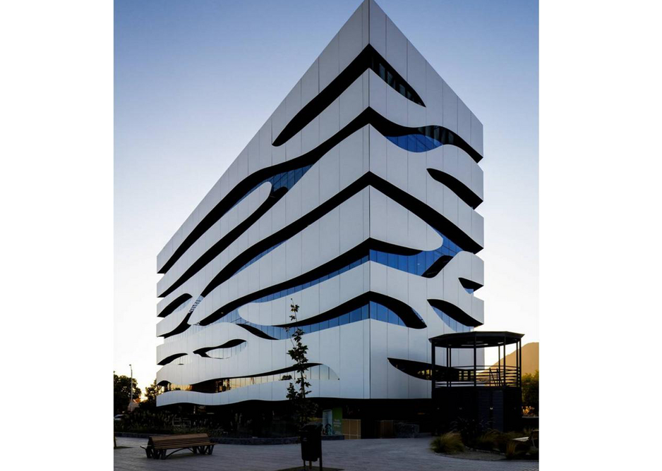 Trespa Meteon cladding in Pure White at the Microsoft Building, Santiago, Chile.