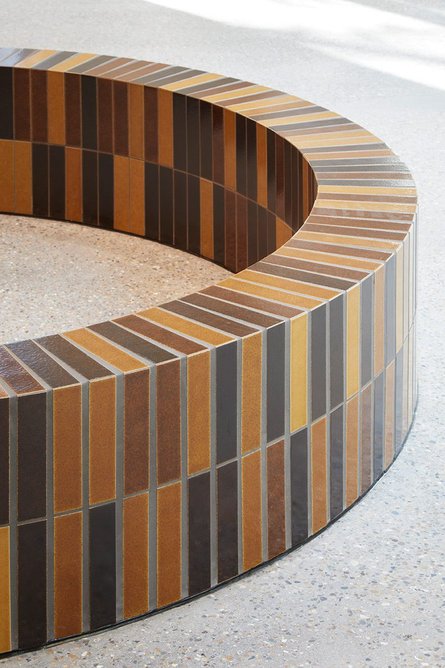 FormaFantasma’s ExCinere glazed tiles in the reception at Technique, designed by Buckley Gray Yeoman in Clerkenwell, London.