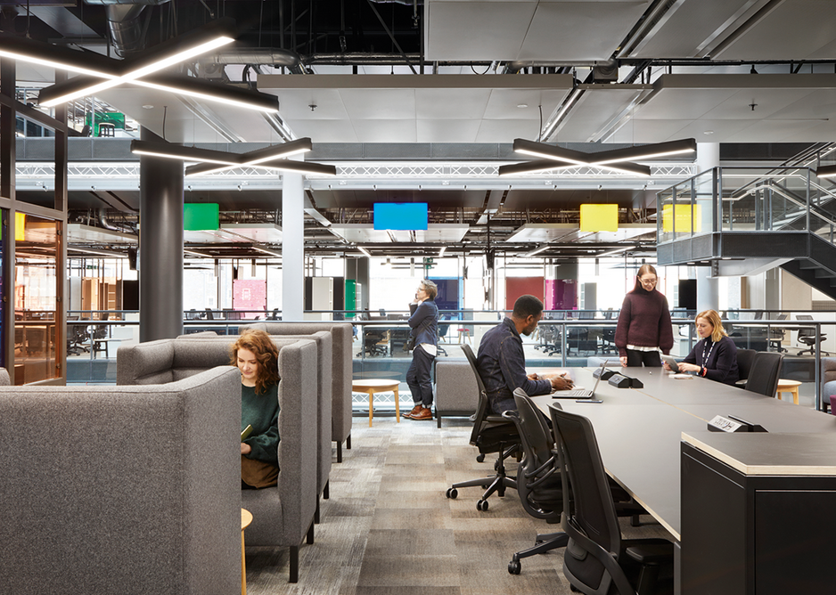 The 50% acoustic requirement for the office ceilings meant services were exposed, helping generate the semi-industrial aesthetic.