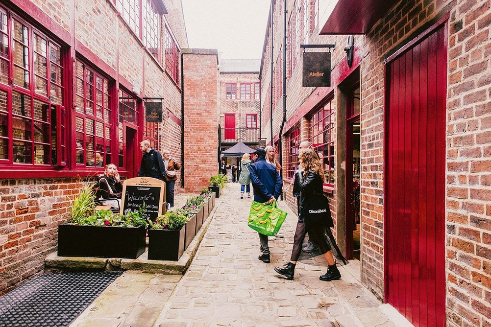 At Leah’s Yard, the narrow cobbled streets running between historic ‘little mesters’ workshops have been opened up.