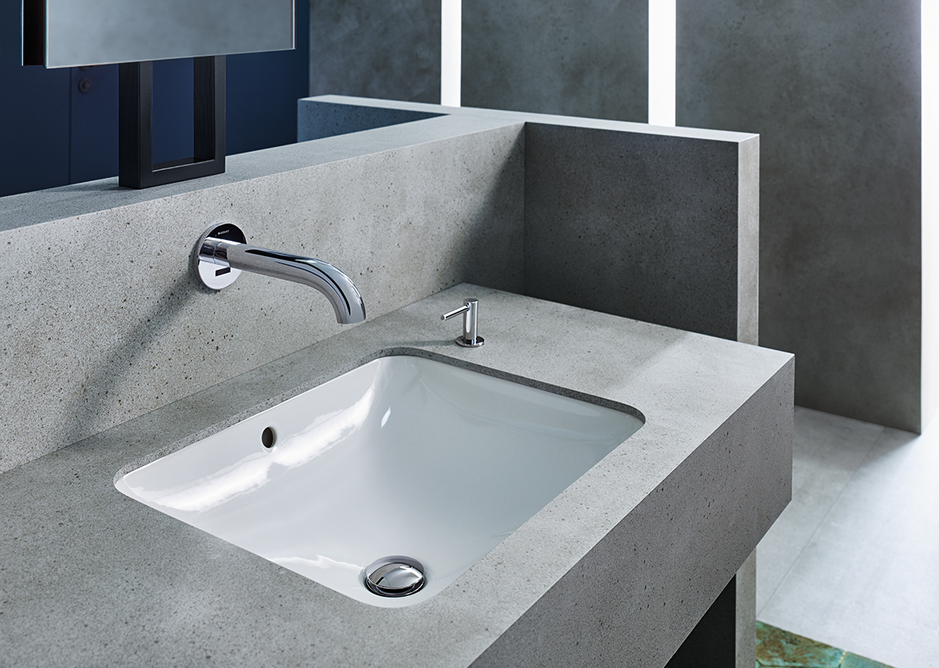 Geberit Piave touchless taps also save water.