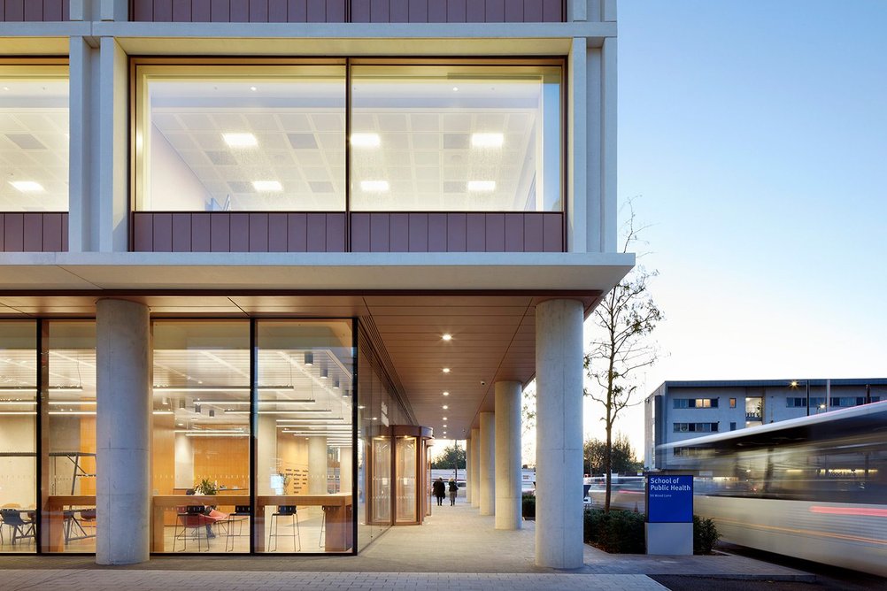 Ground-floor glazing makes the building more inviting and transparent to the public.