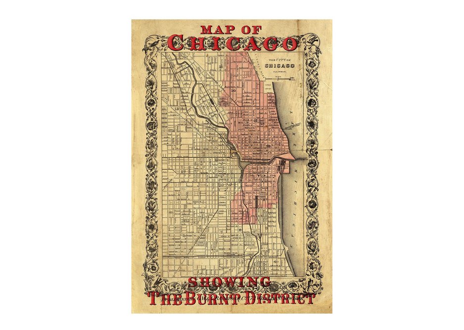 Map of Chicago, Showing the Burnt District, 1871.