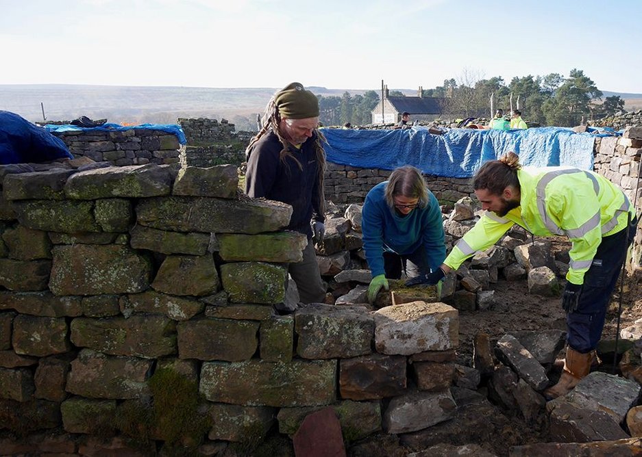 Rochester Roundhouse drystone wall.