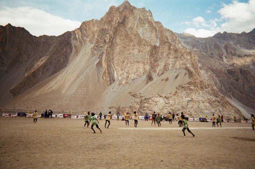 Gilgit-Baltistan Girls Football League, the first ever league for girls in the north of Pakistan (2019). Sumaira Inayat/Goal Click. From Football: Designing the Beautiful Game at the Design Museum.