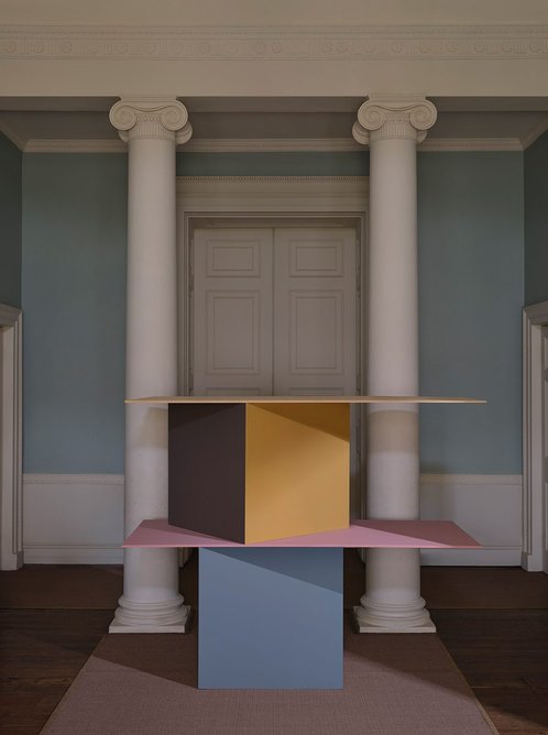 Kenwood House showing colours from The Colour Collection, Graphenstone / English Heritage, from top: Bath Stone, Glemham Silk, Golden Pheasant, Lacewing, and Mansfield's Blue.