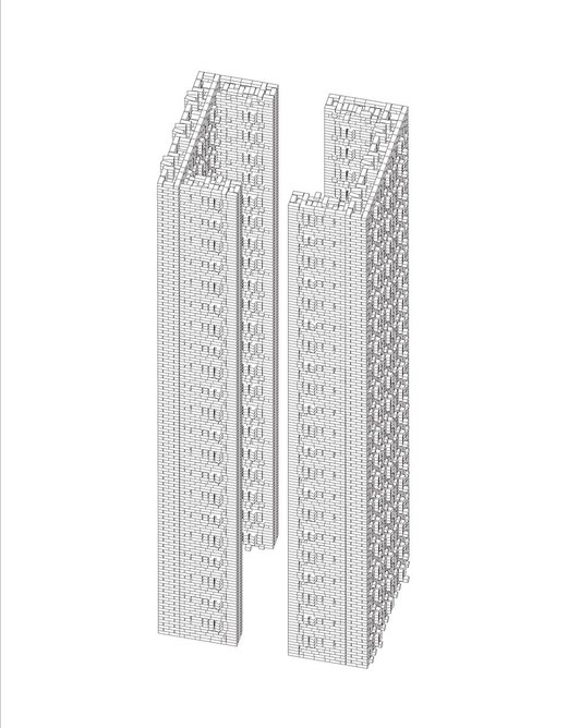 The tallest tower stands among the slab blocks of London’s Loughborough Estate.