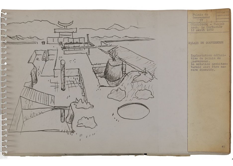 View/study of Governors Palace from Chandigarh: presentation book for the plan of the city, 1952, designed by Le Corbusier.