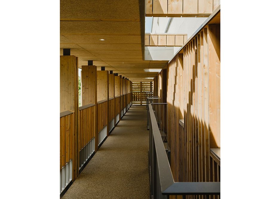 Covered walkways are less gloomy than might be expected thanks to the open rooflights.