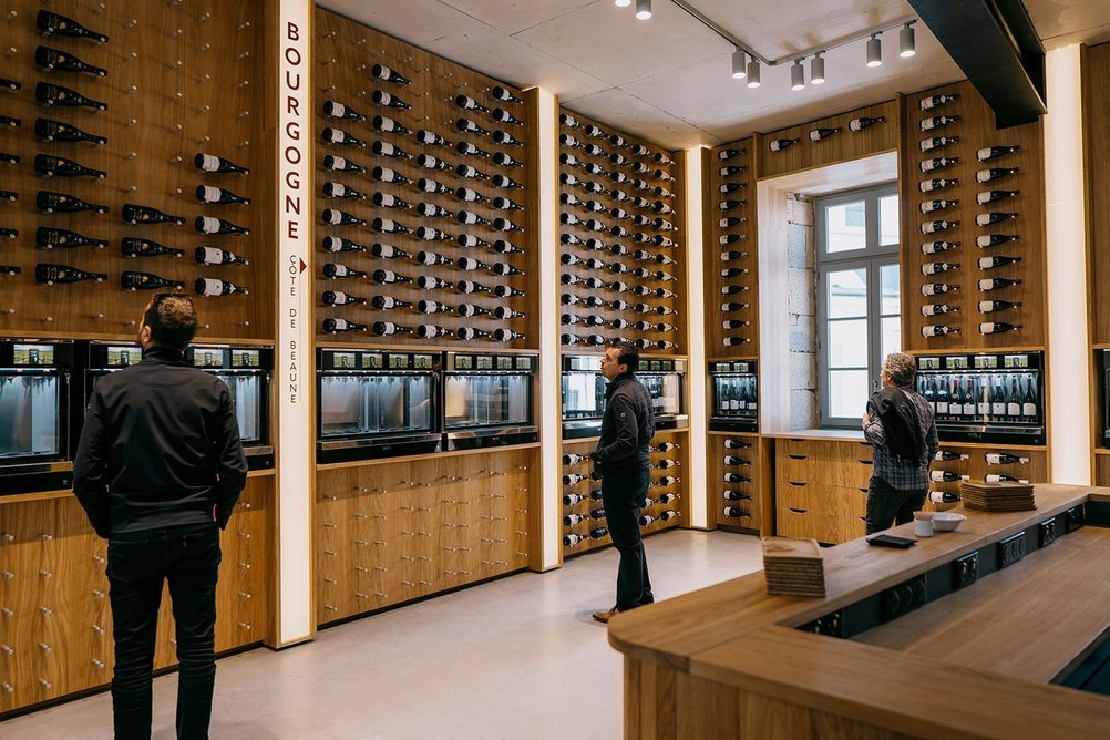 The ground floor of the wine tasting centre where special tasting systems allow you to try different amounts of different wines, kept at the correct temperature.