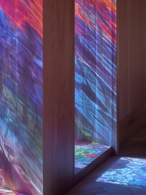 Detail of light from Brian Clarke Studio’s stained glass windows at Westminster Coroner’s Court. Photo: Andy Stagg