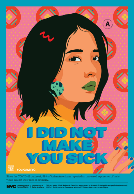 'I Still Believe in Our City' – public art campaign by Amanda Phingbodhipakkiya to counter anti-Asian hate crime in the pandemic. The image is included in the new Design 1900 – Now gallery at the V&A.