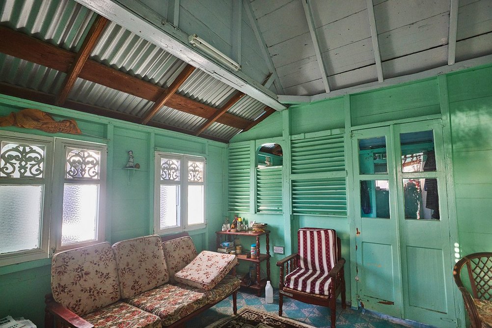 Interior of a ti kai built by ‘boss carpenter’ Hector Adams in St Joseph, Dominica’s second most populous west coast village. Its owner puts its durability down to timber construction, which fared better than more modern structures during Hurricane David.