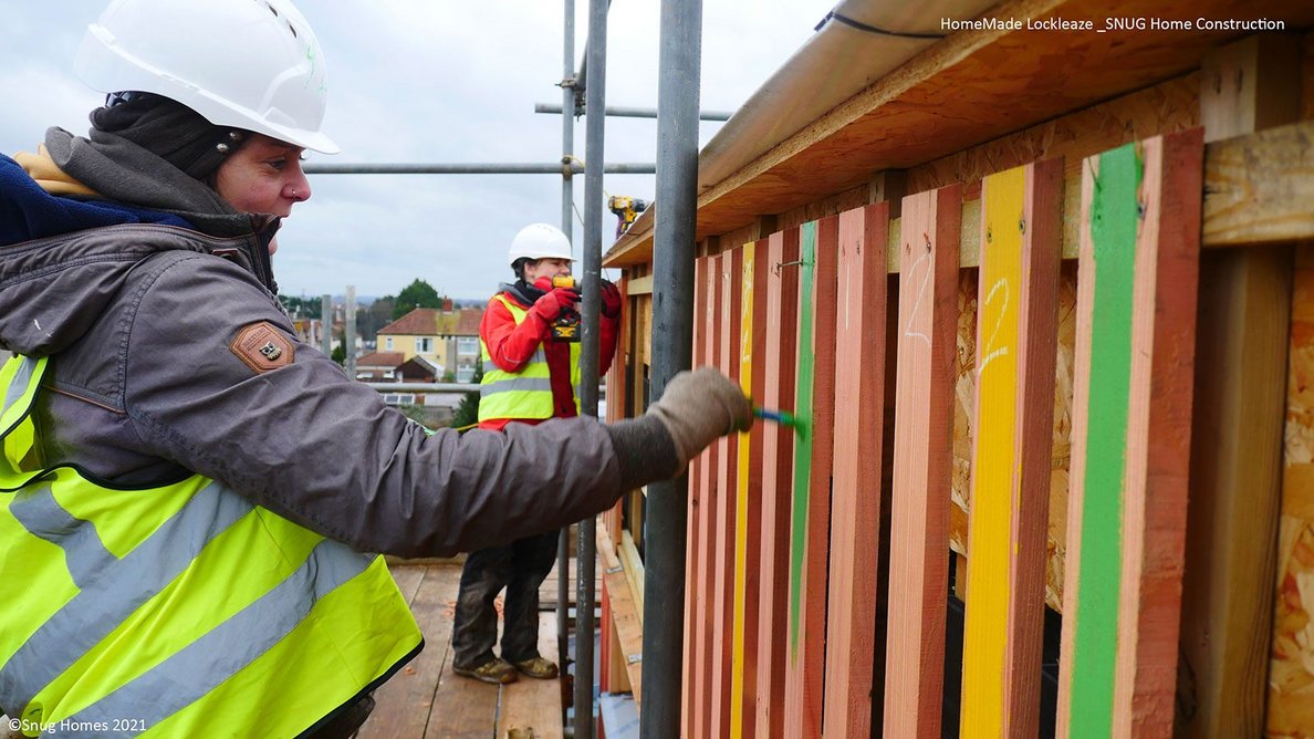 The SNUG homes are designed to be built with hand tools and self-finished.