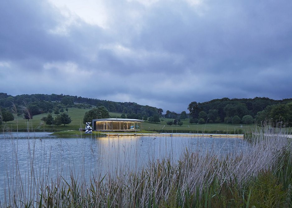 The Island Pavilion and Footbridge at Wormsley – an exquisitely detailed and fabricated structure in an Arcadian landscape. Robin Snell and Partners with steelwork by Sheetfabs (Notts).