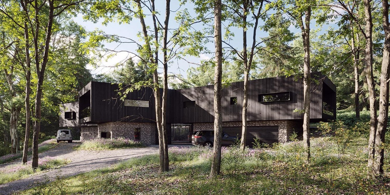 House in the woodland by AR Design Studio.