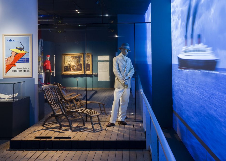 Installation from the V&A exhibition Ocean Liners: Speed and Style, 3 February - 17 June 2018.