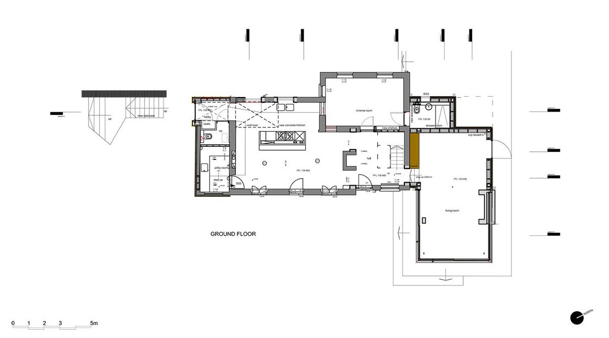 Plans and sections of the remade cottage and its addition.