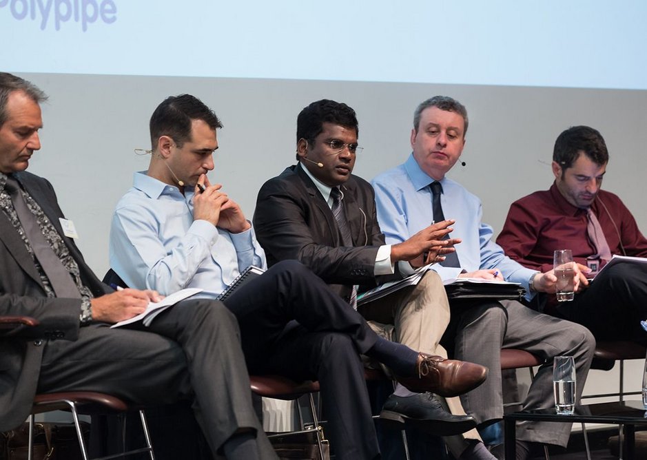 On the front line: city resilience officers lay out their challenges. From left to right: Arnoud Molenaar (Rotterdam); Toby Kent (Melbourne); K S Kandasamy (Chennai); Alastair Brown (Glasgow); Alessandro Coppola (Rome).