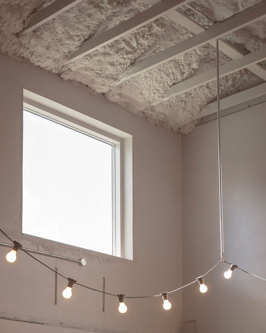 The ceiling detail – robust and simple architecture reflective of the architect Surman Weston maximising the work for the budget.