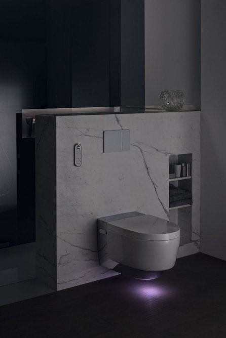 Geberit Aquaclean Mera shower toilet with orientation lighting.