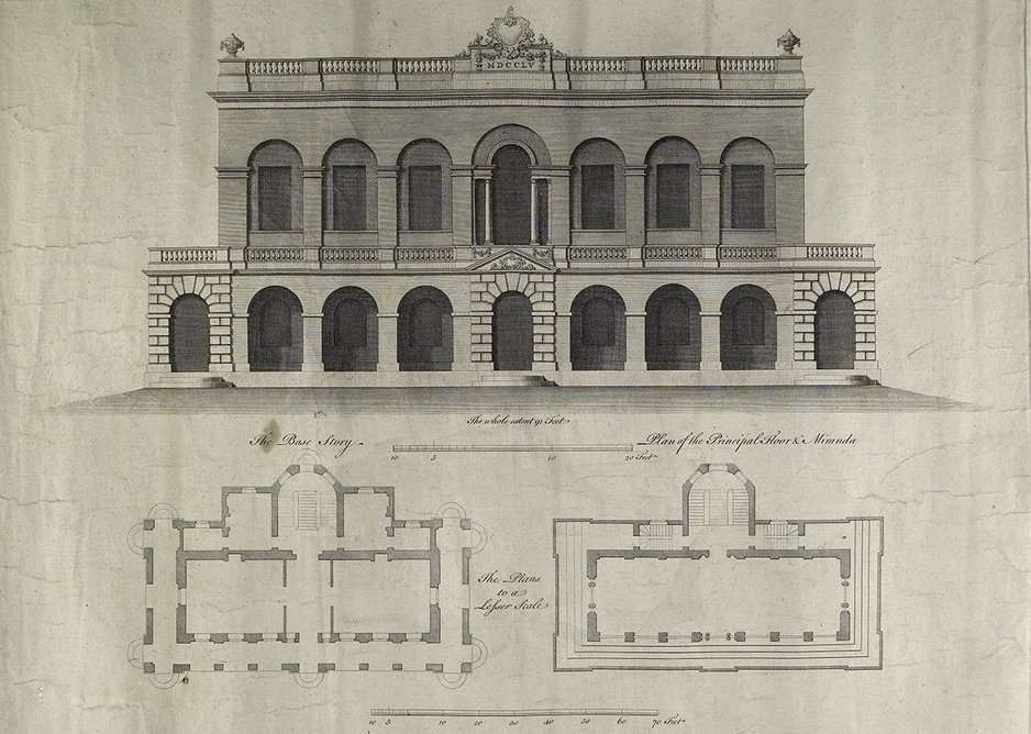 Design for John Carr grandstand, c1754, from Lincolnshire Archives.