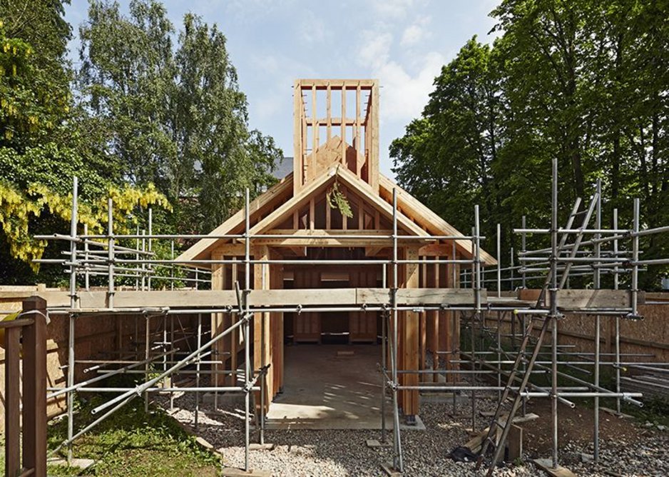 The new Belarusian church – designed by Spheron Architects – under construction in Woodside, north London.