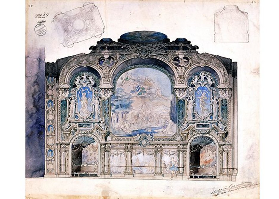 Design for a ballroom in a large theatre, 1894.