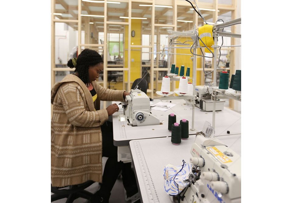 A student in the teaching space at The Tailoring Academy, Tottenham. The facility will provide 100 apprenticeships over three years.