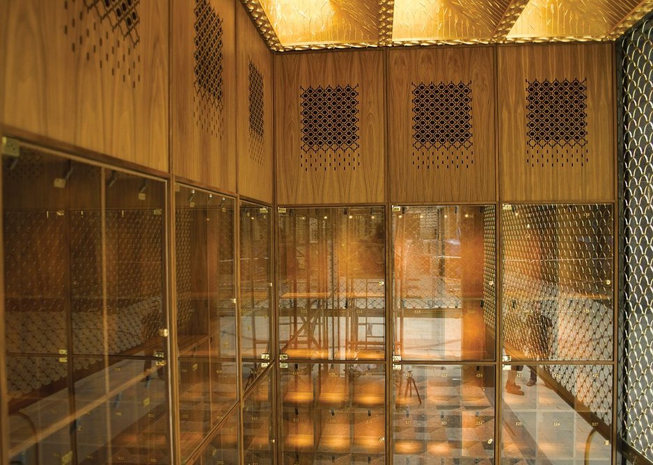 Myths of wheat are engrained in the very fabric of the design; here part of the deeply coffered gold leaf ceiling.