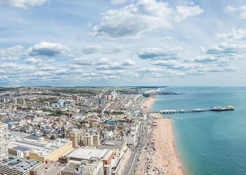 British Airways i360 view to east and city.