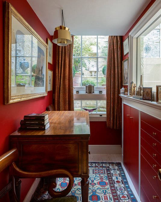 Natty storage tucked under the garden room in the map room to store David’s collection of drawings and Pevsner books..