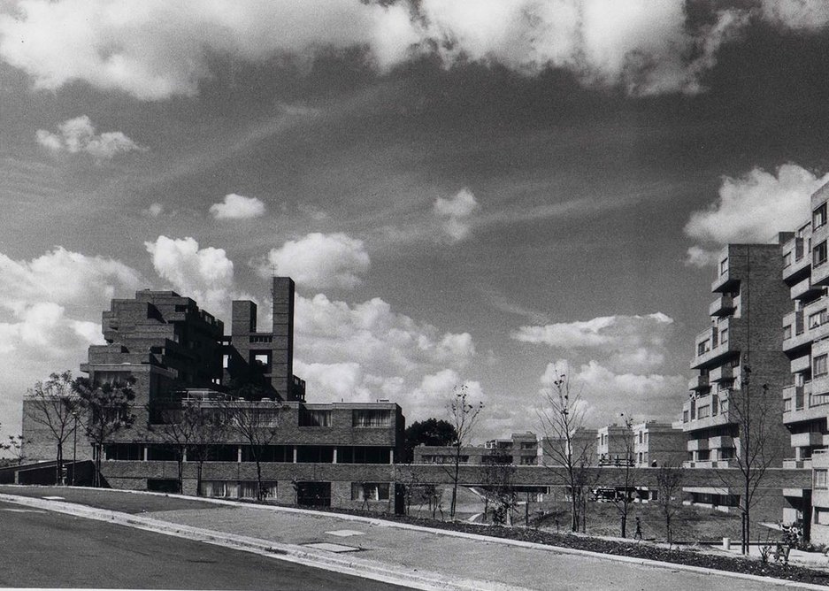 View towards central space at Dawson’s Heights, designed by Kate Macintosh when at London Borough of Southwark’s architecture department, and completed in 1972.