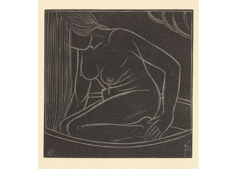 Eric Gill, Girl in Bath II, 1923. Wood engraving, ink on paper. Another study of Petra bathing, tellingly her eyes are averted, unable to meet the viewers’ (or artist’s) gaze.