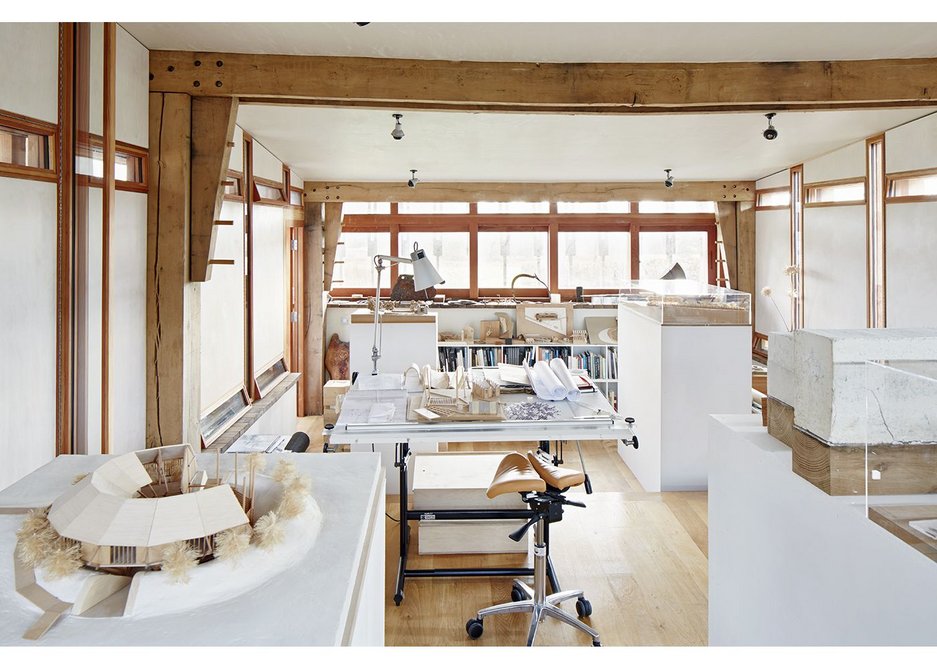 Sheppard’s drawing table looks out to the front of the house and views.