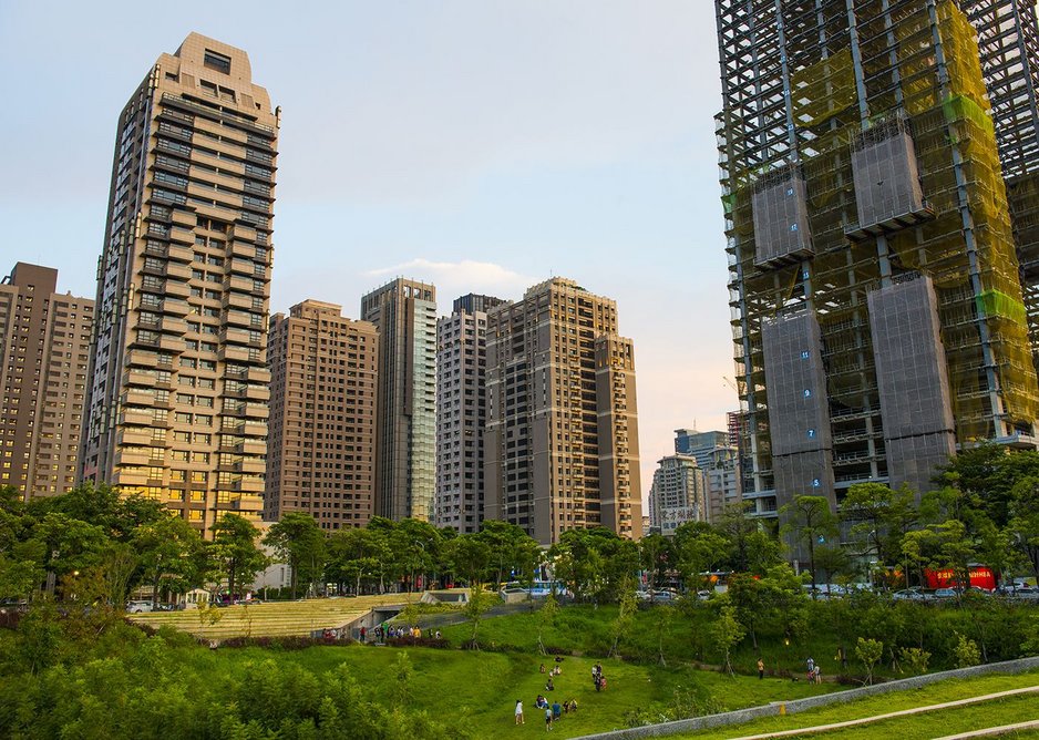 Partly built skyscrapers.