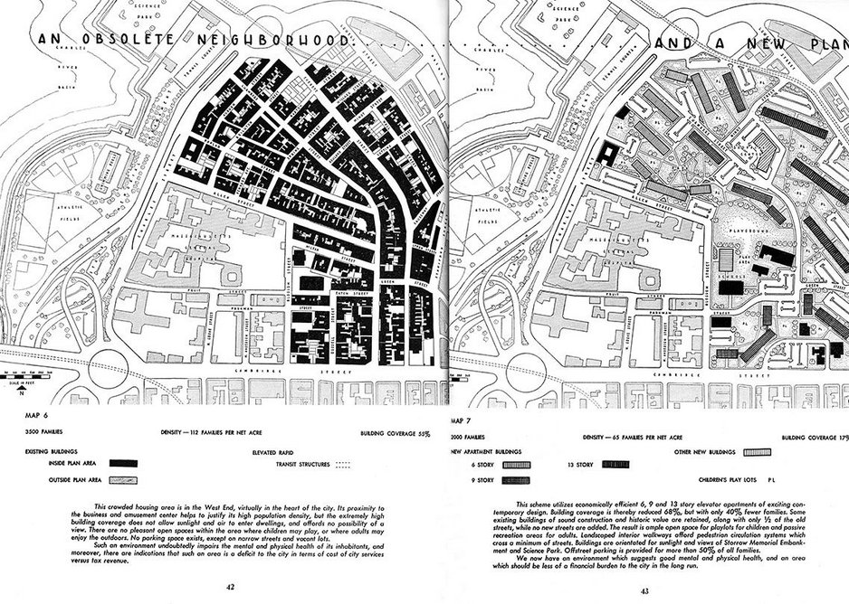 The 1951 Plan for Boston declared the city’s West End over-dense and ‘obsolete’. Ten years later the district was contentiously demolished.