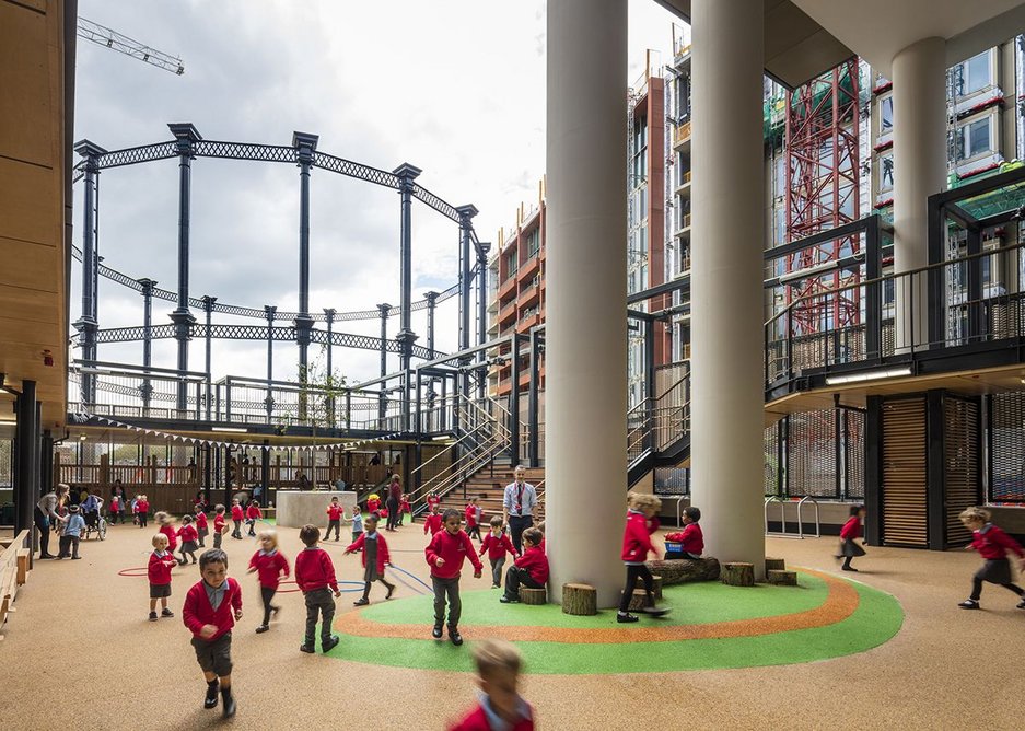 Across the playground towards Gasholder Park.