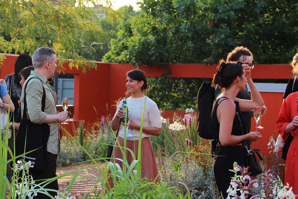 An event at Peveril Gardens, designed by Sanchez Benton in collaboration with planting design expert Nigel Dunnett. Credit: Forma