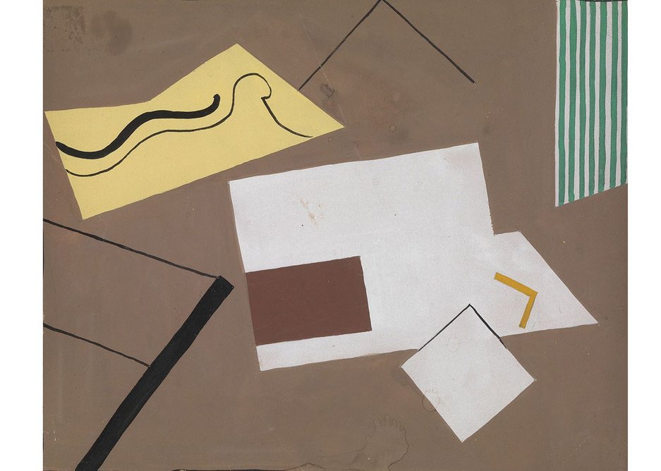 Eileen Gray, Untitled (Brown with green stripes), 1930. Gouache on paper, 20 x 25 cms.