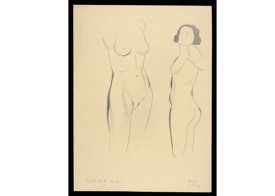 Eric Gill, Nude Studies, 1926. Pencil on Paper. Gill eschewed the use of outside models preferring to draw his friends and family members.