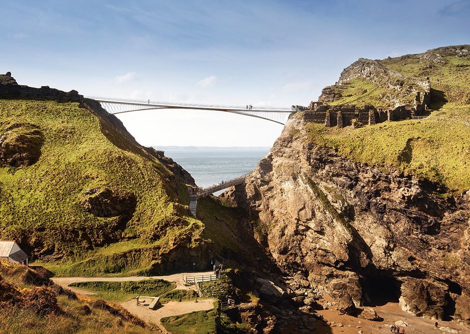 Soon to be complete, Tintagel Castle Bridge for English Heritage is an international competition win.