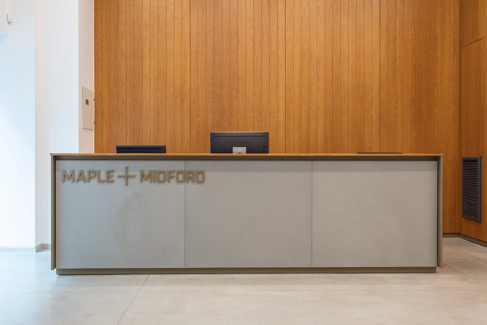 Lazenby concrete tiles at Maple + Midford offices, London. BGY architects.