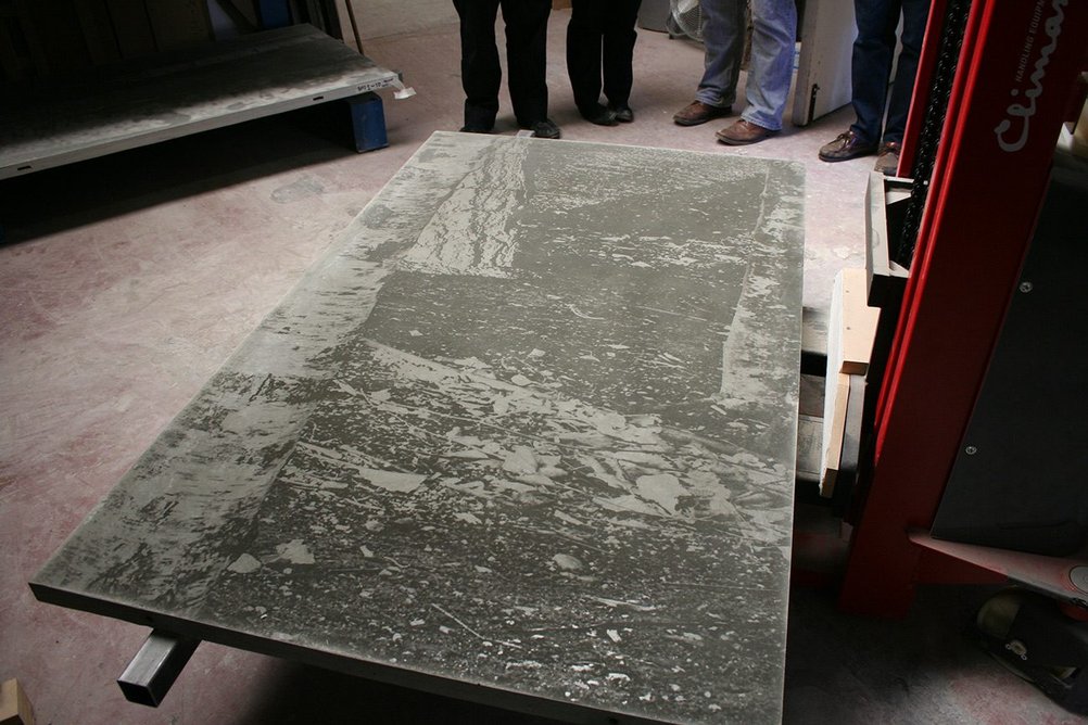 One of the panels for the Silver Forest public artwork, which incorporates images of photos by Rut Blees Luxemburg within the GRC. Photo: Lynch Architects