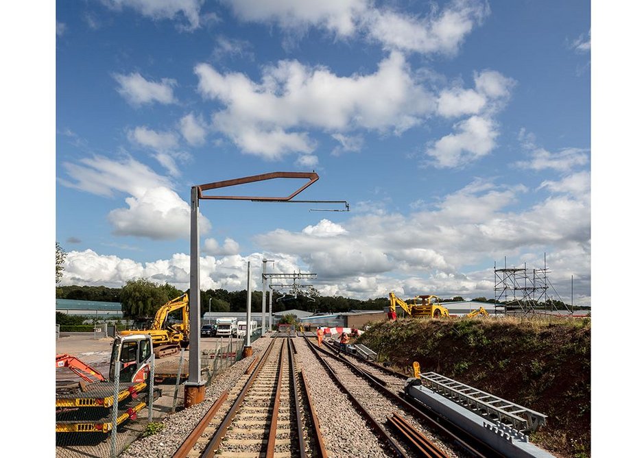 The overhead lines structure was originally an entry into the RIBA’s Aesthetic OLE competition. Moxon Architects with Mott Macdonald