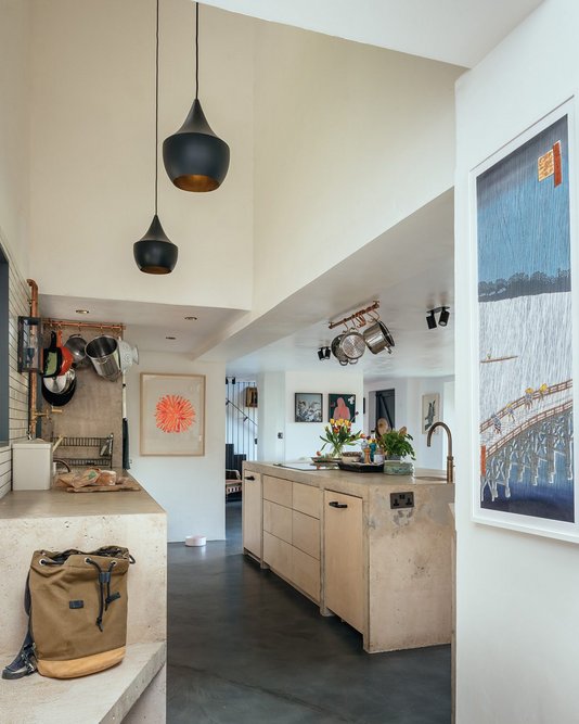 From the back door you enter into a new double-height area of the kitchen.