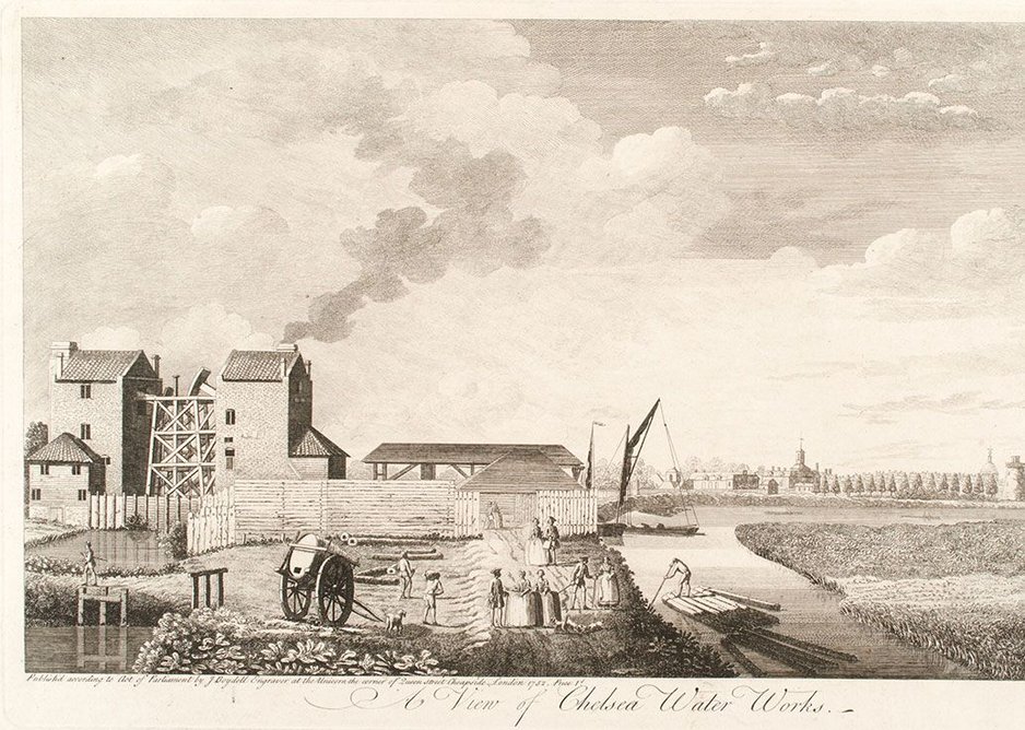 A View of Chelsea Water Works, 1752, John Boydell. (c) Museum of London The Chelsea Waterworks Company drew water from the Thames supplemented by the River Westbourne.